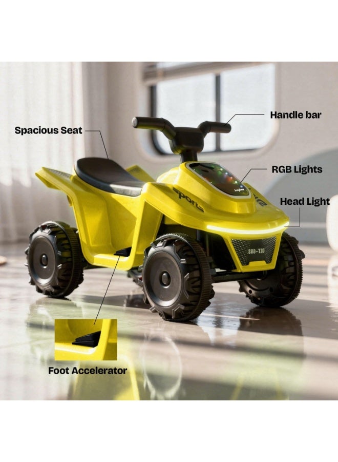 بيبي دراجة أطفال Giddy ATV تعمل بالبطارية | لعبة ركوب كهربائية قابلة لإعادة الشحن مع إضاءة ومنفذ USB وموسيقى | دراجة شاطئية كبيرة للأولاد والبنات من عمر 2 إلى 5 سنوات - Image 4